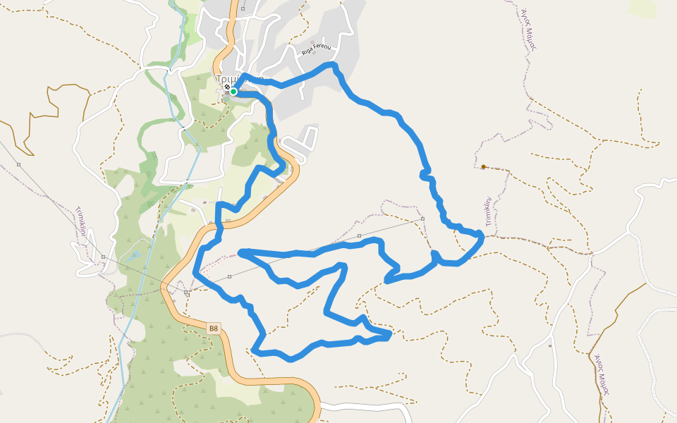 Zalakas Nature Trail walking route map in Trimiklini