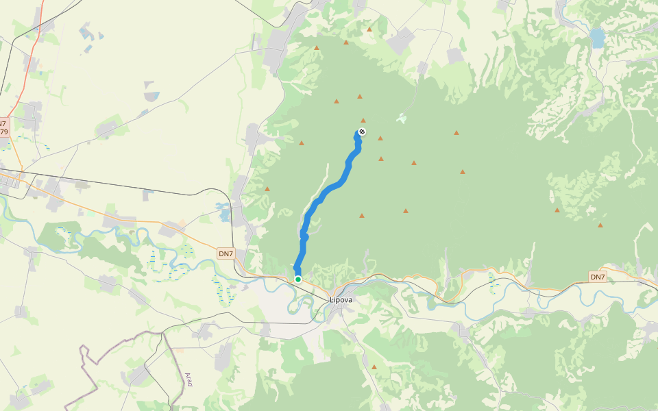 DN7/E68 – Cladova – Creasta Cladovei – Creasta Principală walking route map in Radna