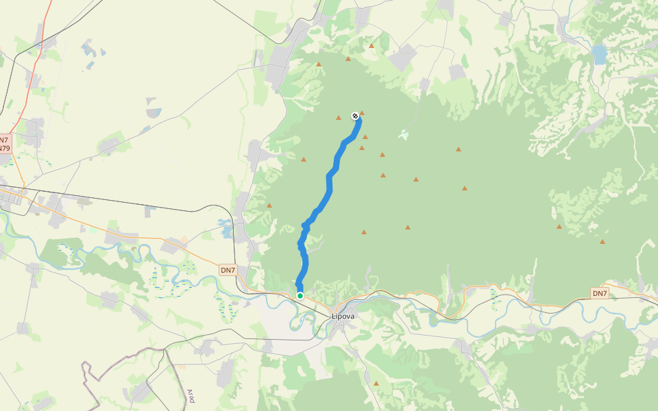 DN7/E68 – Cladova – Valea Cladovei – Creasta Principală walking route map in Radna