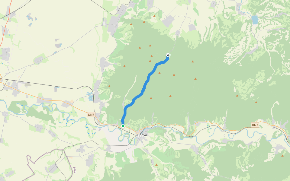 DN7/E68 – Cladova – Valea Cladoviţei – Creasta Principală – Căsoaia walking route map in Radna
