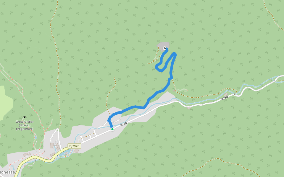 Stațiunea Moneasa – Ruinele Cuptorului de Topit Fier – Cariera de Marmoră Roșie walking route map in Cladova