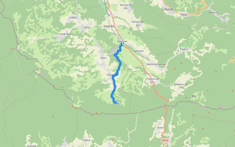 Cărpinet – Izbucul Călugări walking route map in Cărpinet