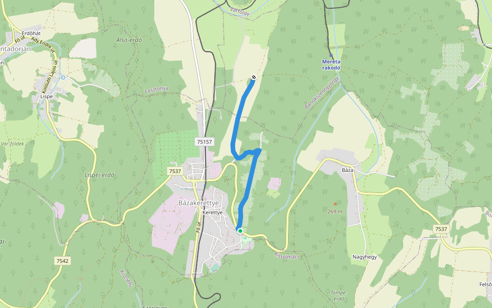 P+ walking route map in Bázakerettye