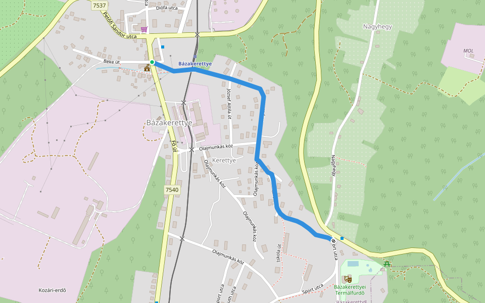 K▲ walking route map in Bázakerettye