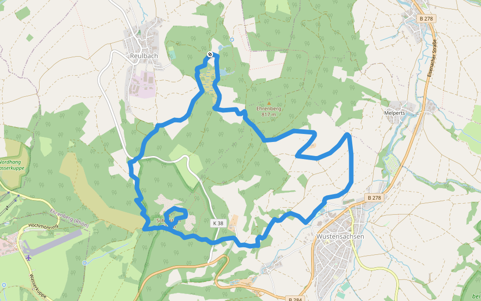 Extratour Der Ehrenberger walking route map in Ehrenberg (Rhön)