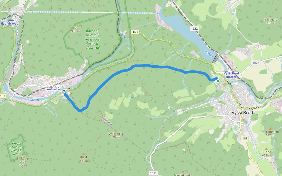 Opatská stezka II walking route map in Vyšší Brod