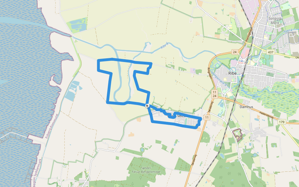 Landskabsgang walking route map in Ribe