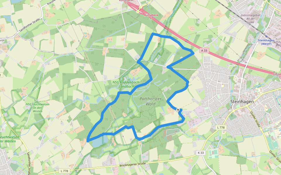 Patthorster Hexenpatt walking route map in Steinhagen