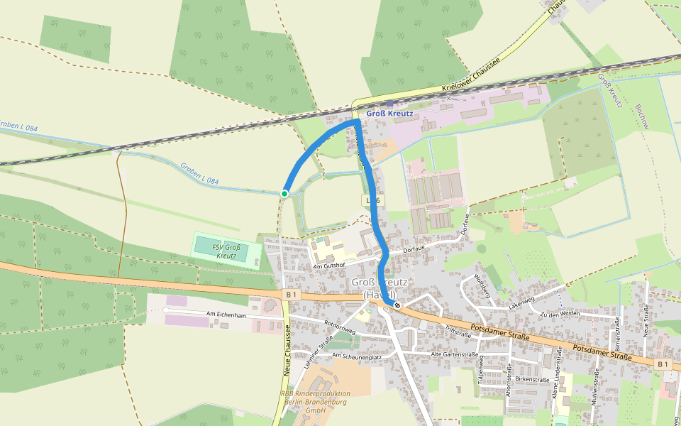 Birnenrundweg walking route map in Groß Kreutz (Havel)
