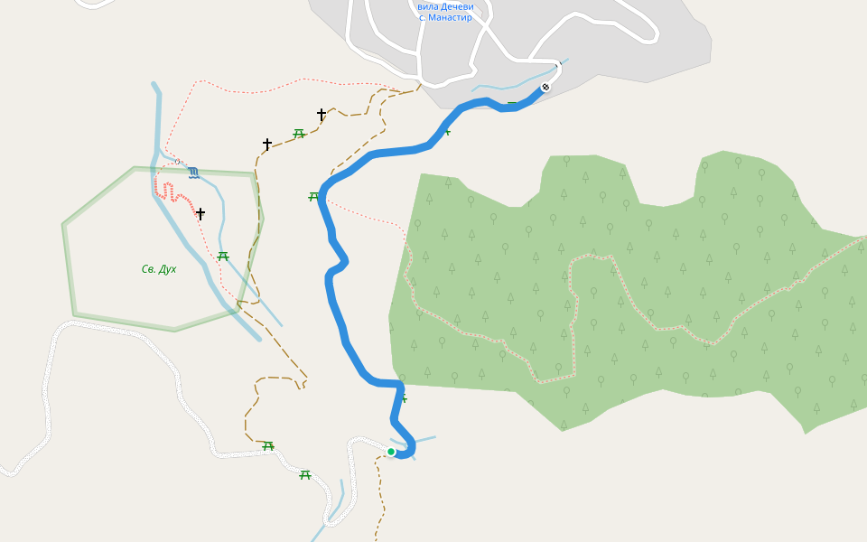 с. Манастир - Хайдушки поляни walking route map in Manastir