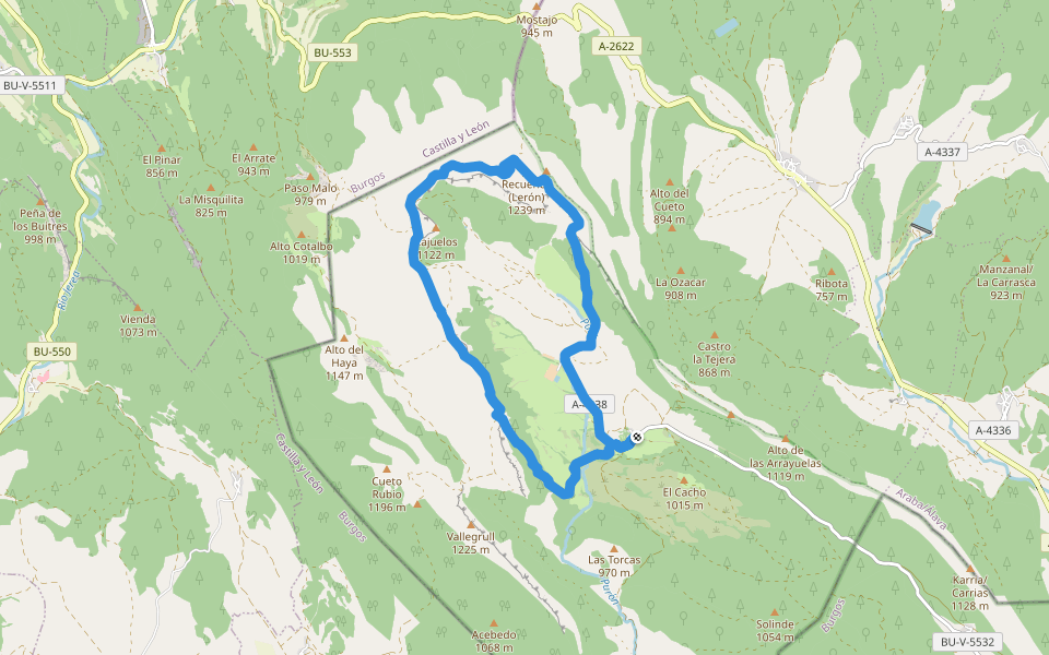 PR-A 7 Ibarreko goialdean barrena walking route map in Lalastra