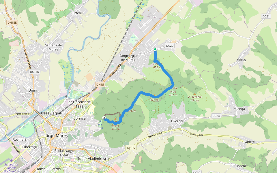 Via Mariae M01 - Târgu Mureș (Platoul Cornești) walking route map in Sângeorgiu de Mureș