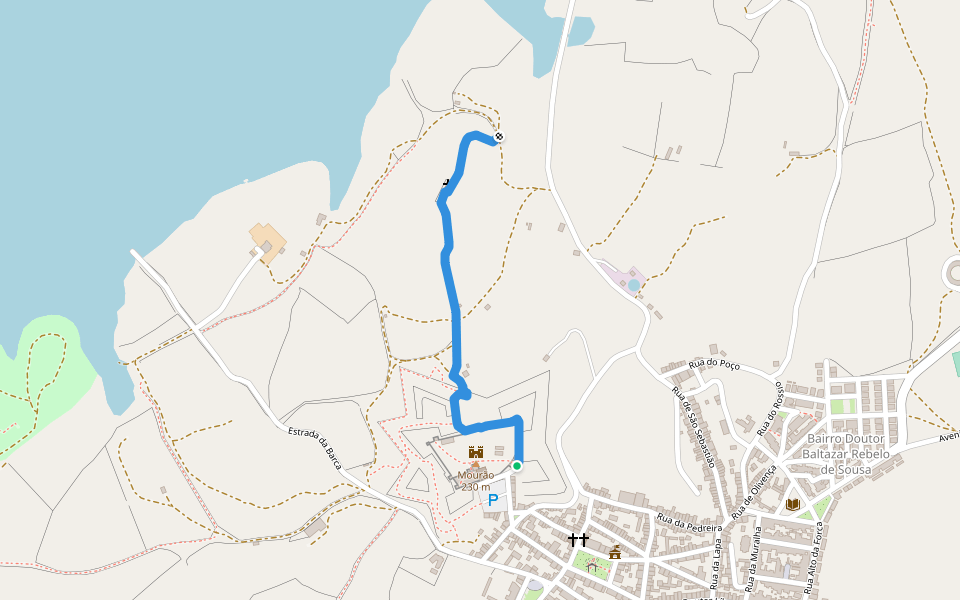 Ermida de São Sebastião walking route map in Mora