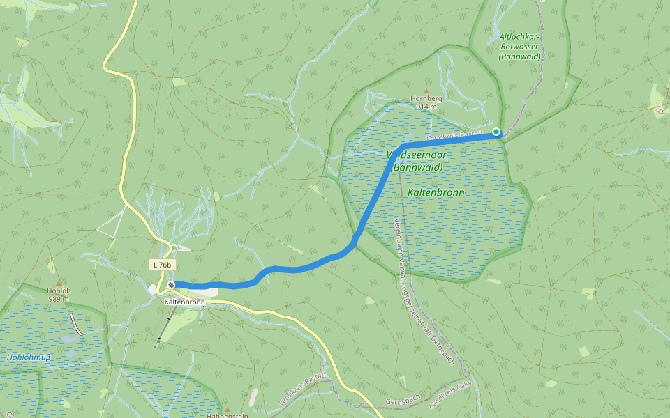 Naturerlebnisweg Kaltenbronn walking route map in Gernsbach