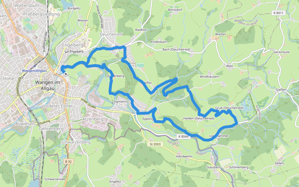 Wanderweg 5 Wangen im Allgäu walking route map in Wangen im Allgäu