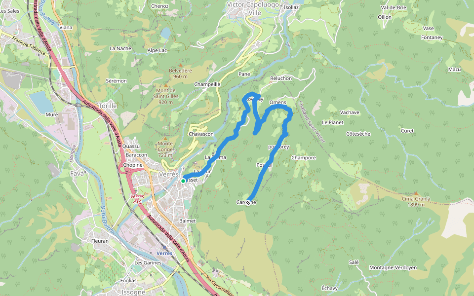 Cappella di Rovarey;Omens walking route map in Verrès