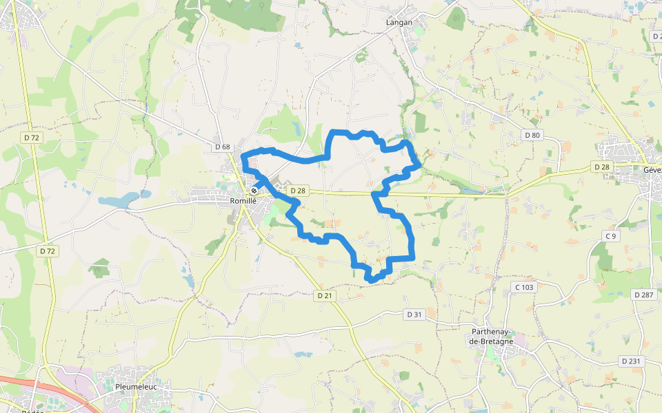Romillé - le Pas de l'Oie walking route map in Romillé