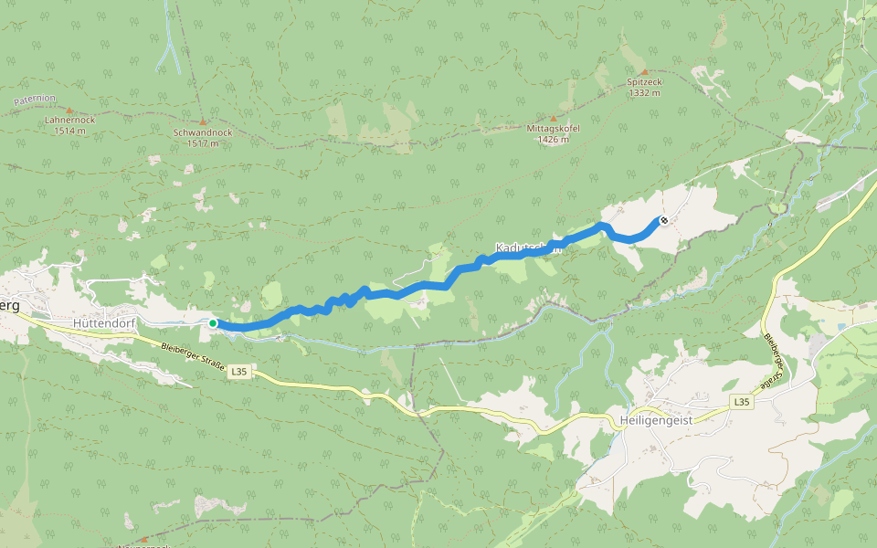 17 Hüttendorf - Kadutschen walking route map in Bad Bleiberg