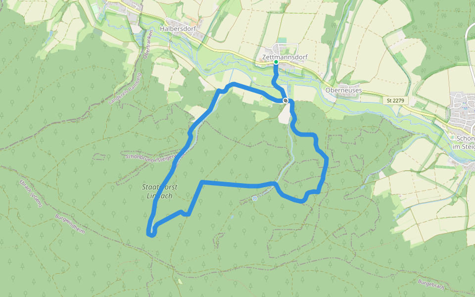 Rundweg Schönbrunn im Steigerwald S 1 walking route map in Schönbrunn im Steigerwald