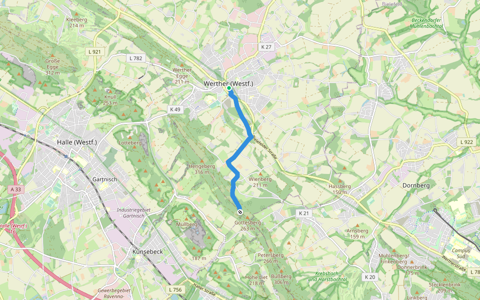Zugangsweg Hermannshöhen - Werther (Westf.) walking route map in Werther (Westfalen)