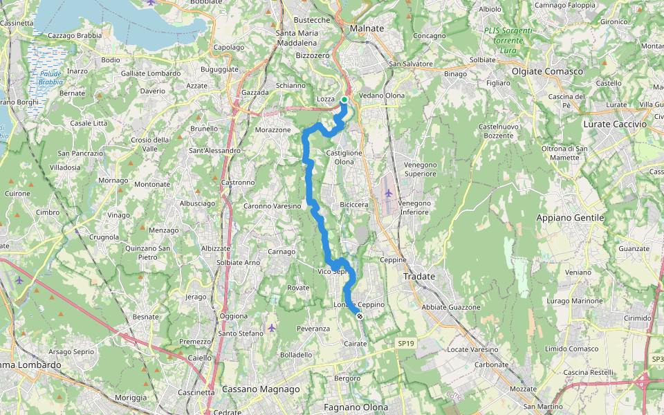 Dorsale RTO walking route map in Lozza