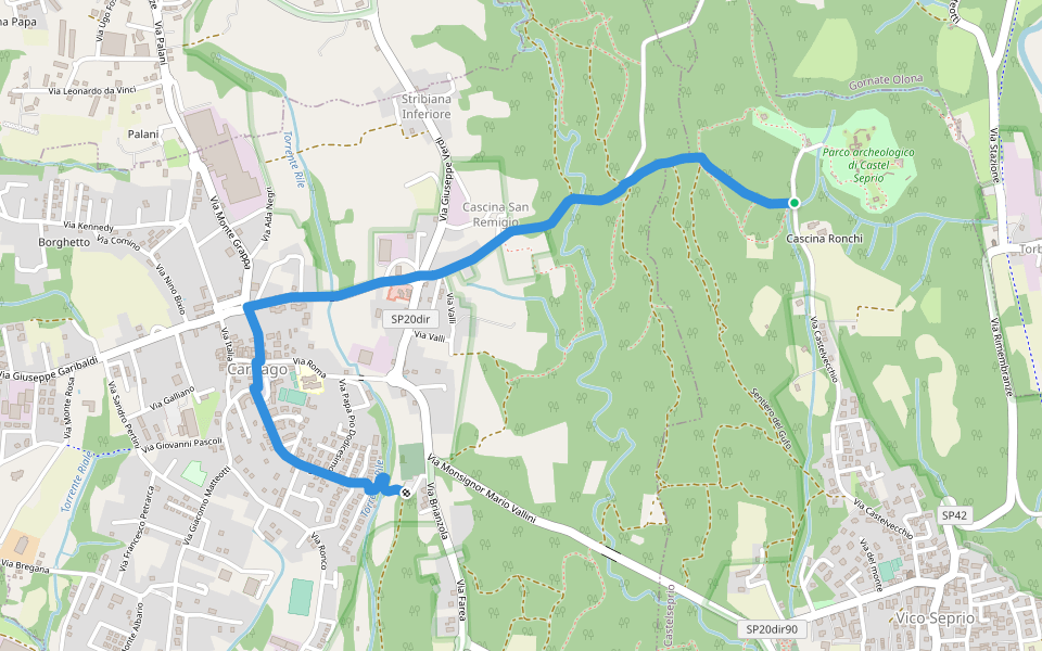 Collegamento Carnago walking route map in Castelseprio