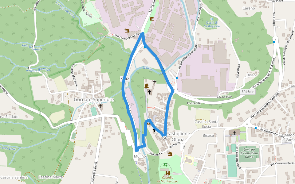 Anello Storico di Castiglione walking route map in Castiglione Olona