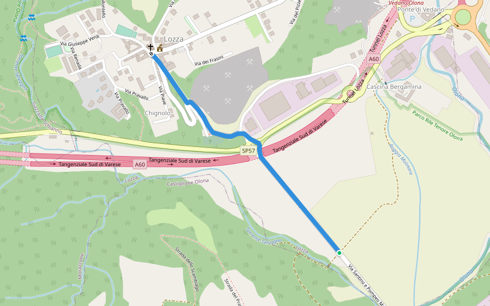 Collegmaento Lozza-Dorsale RTO walking route map in Lozza