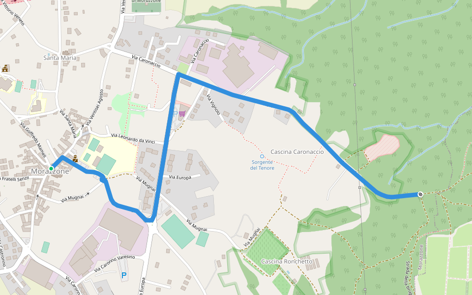Collegmaento Morazzone-Dorsale RTO walking route map in Morazzone