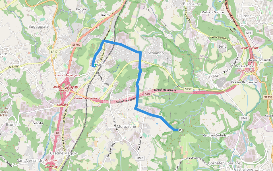 Collegamento Gazzada-Dorsale RTO walking route map in Gazzada Schianno
