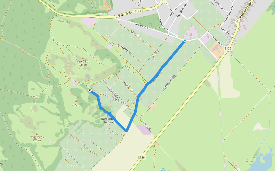 ZΩ (Báracházi-barlang) walking route map in Csákvár