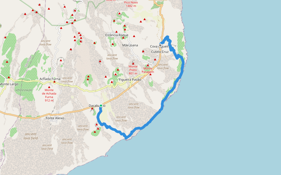 FGP1a Fogo Trails walking route map in Dacabalaio