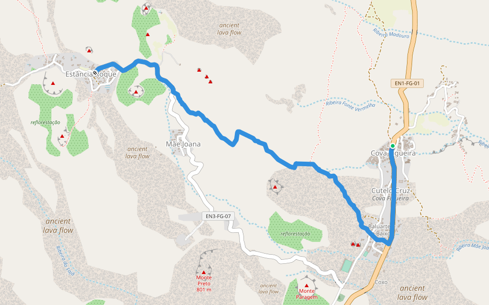 FGP1b Fogo Trails walking route map in Cova Figueira