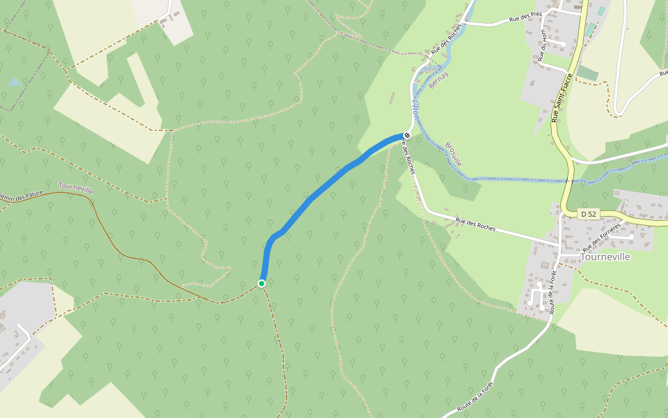 Liason GR26 - GR 222 walking route map in Tourneville