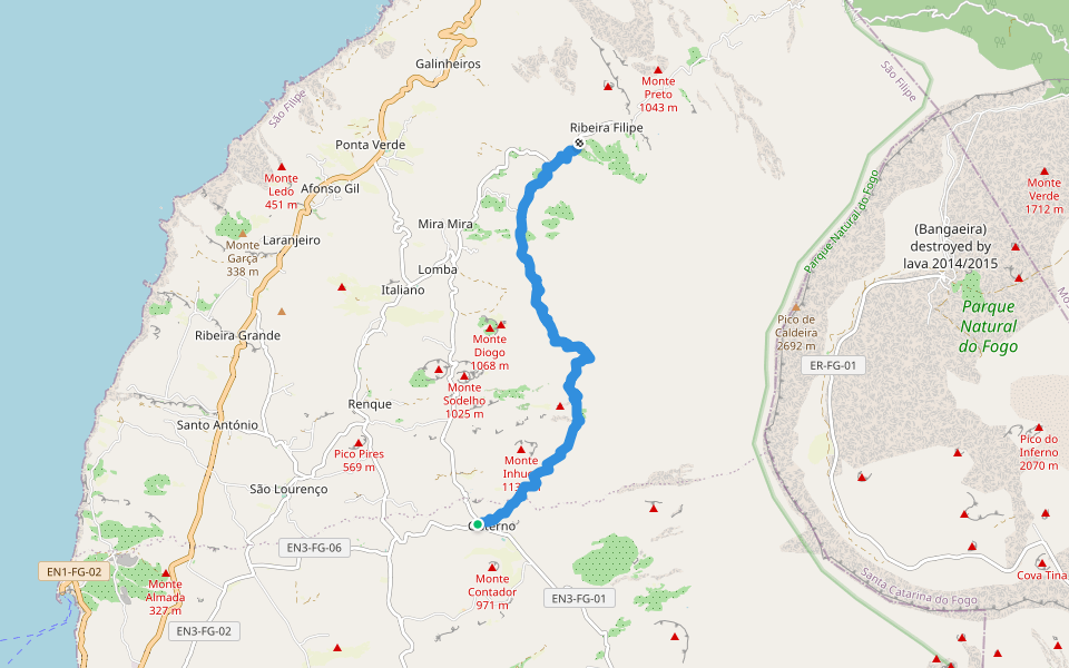FGP3b Fogo Trails walking route map in Nhuco