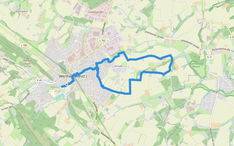 Auf westfälischen Spuren walking route map in Werther (Westfalen)