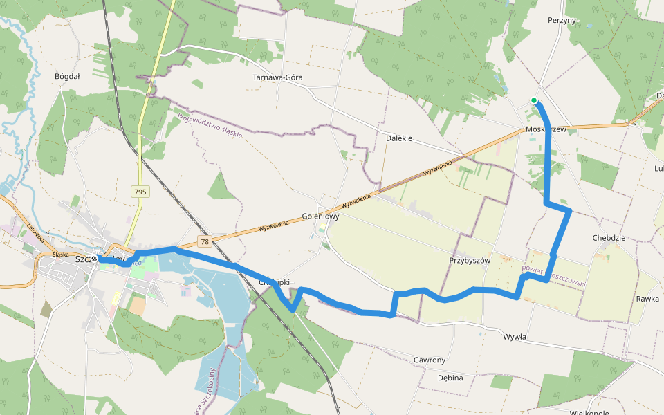 Szlak Kosynierów walking route map in Moskorzew