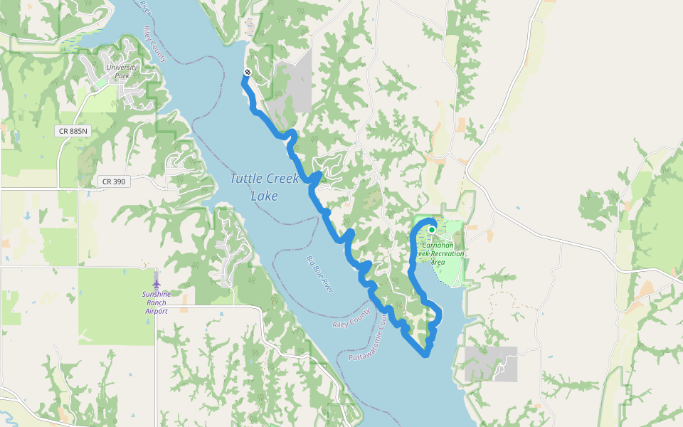 Carnahan West Trail walking route map in Olsburg
