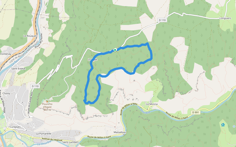 Balade au Cade walking route map in Millau