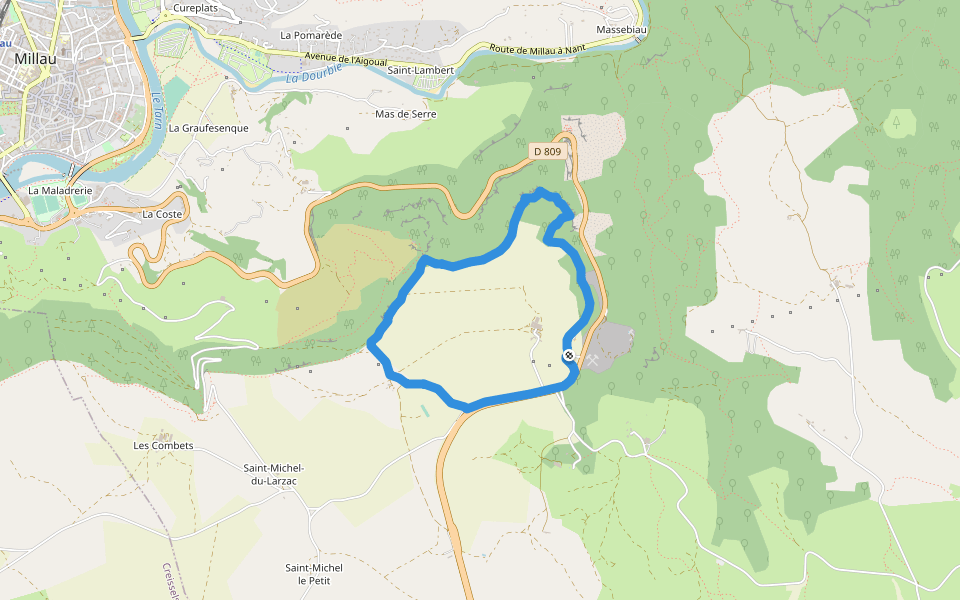 L’Oppidum du Larzac walking route map in Millau