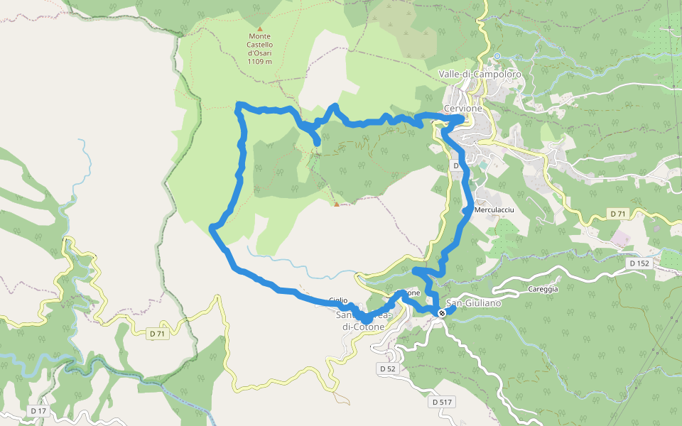 Boucle 1 - Costa Verde walking route map in San-Giuliano