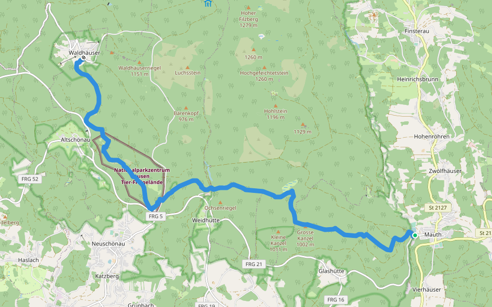 Tanne walking route map in Mauth