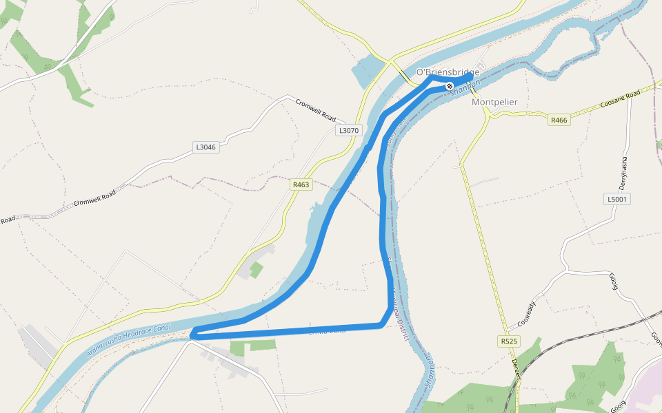 O'Briensbridge Errinagh Bridge Loop walking route map in O'Briensbridge-Montpelier