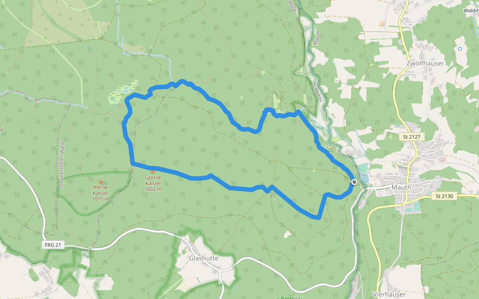 Eisvogel walking route map in Mauth