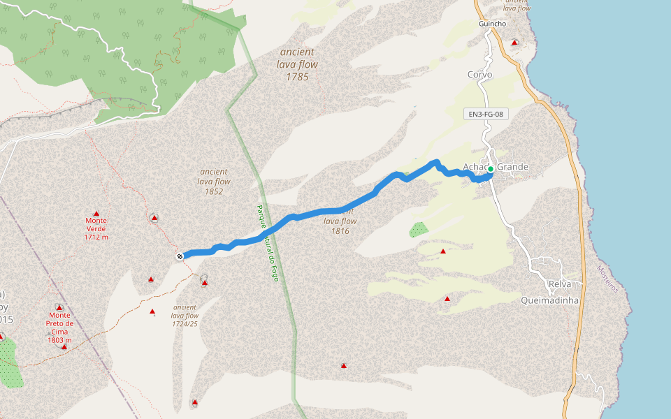 FGC8 Fogo Trails walking route map in Fajãzinha