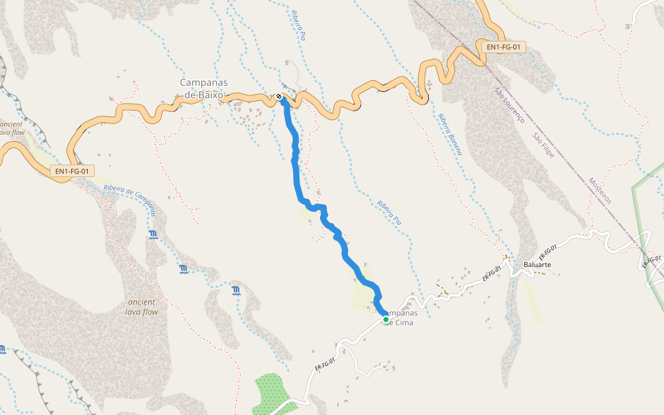 FGC13 Fogo Trails walking route map in Cova Figueira
