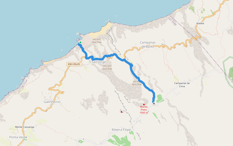 FGC14 Fogo Trails walking route map in São Jorge