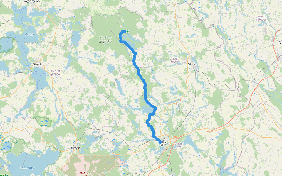 Szlak Mazur Garbatych walking route map in Czerwony Dwór