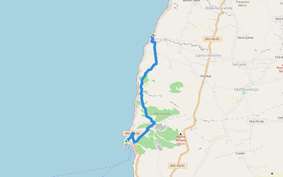 FGC18 Fogo Trails walking route map in Nhuco