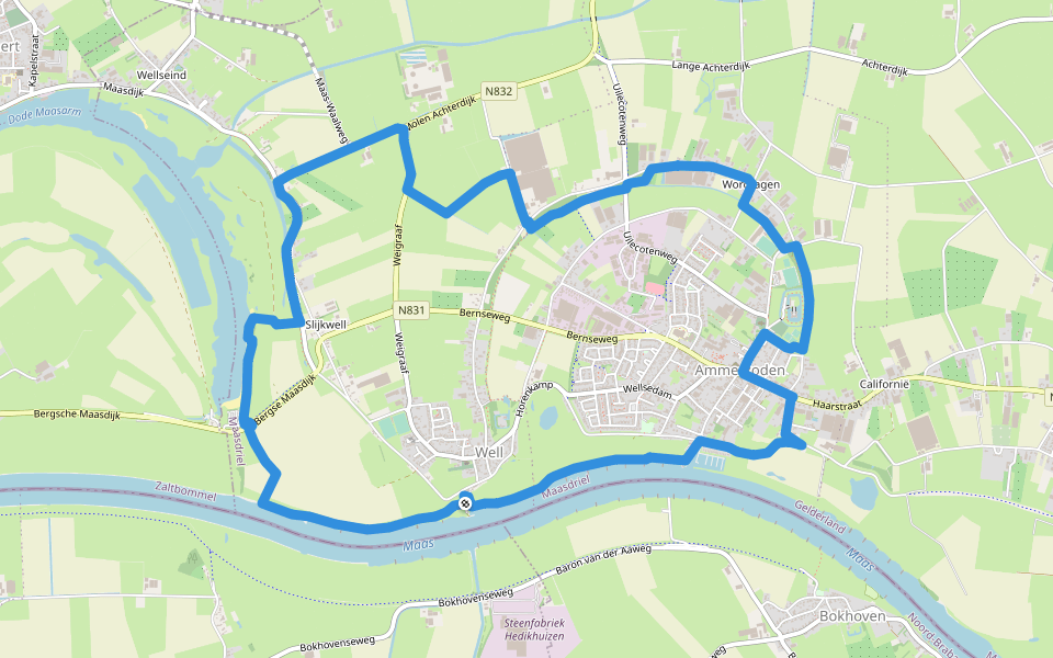 Baanbrekerpad walking route map in Well